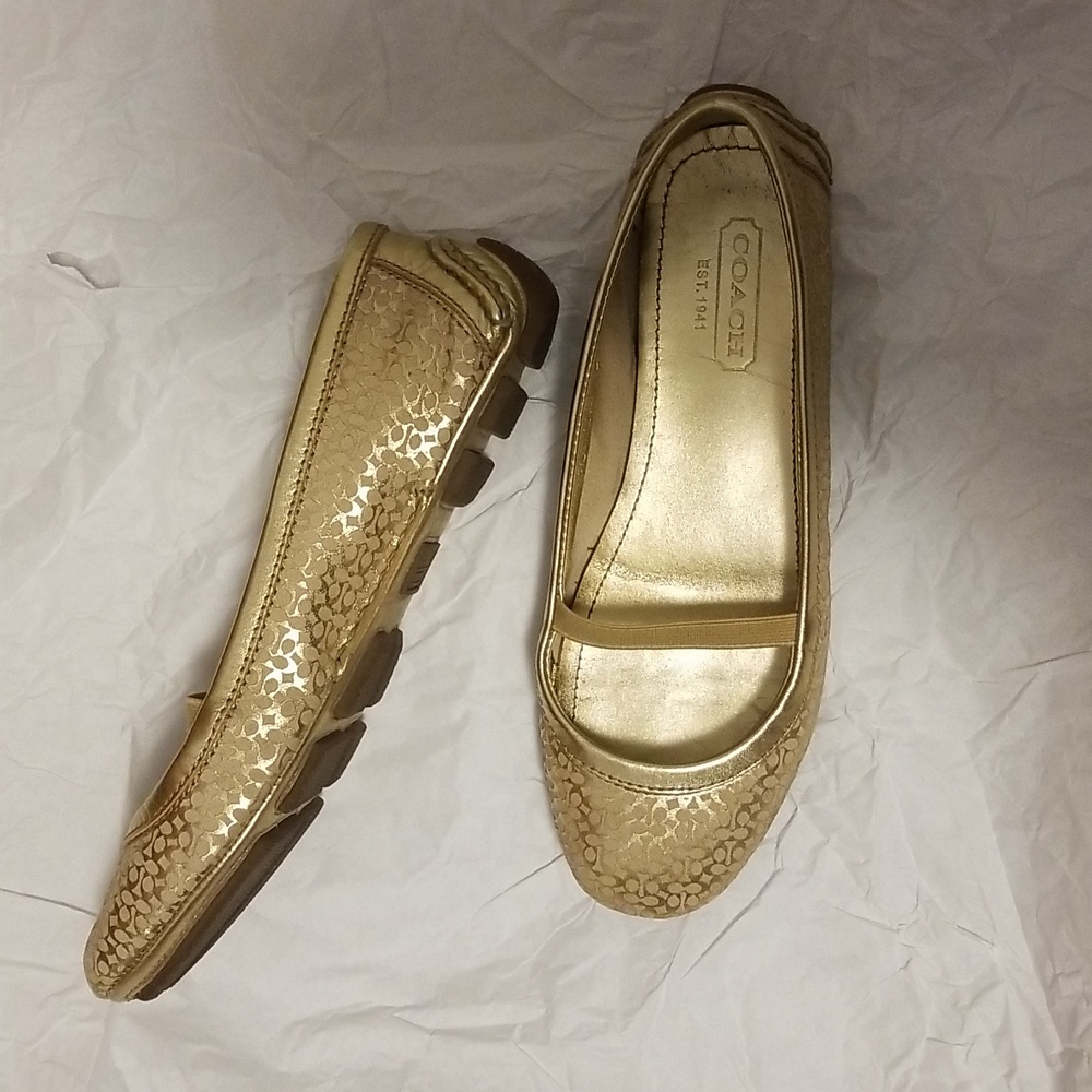 Coach Gold Valari Laser Flat Shoes, 5.5